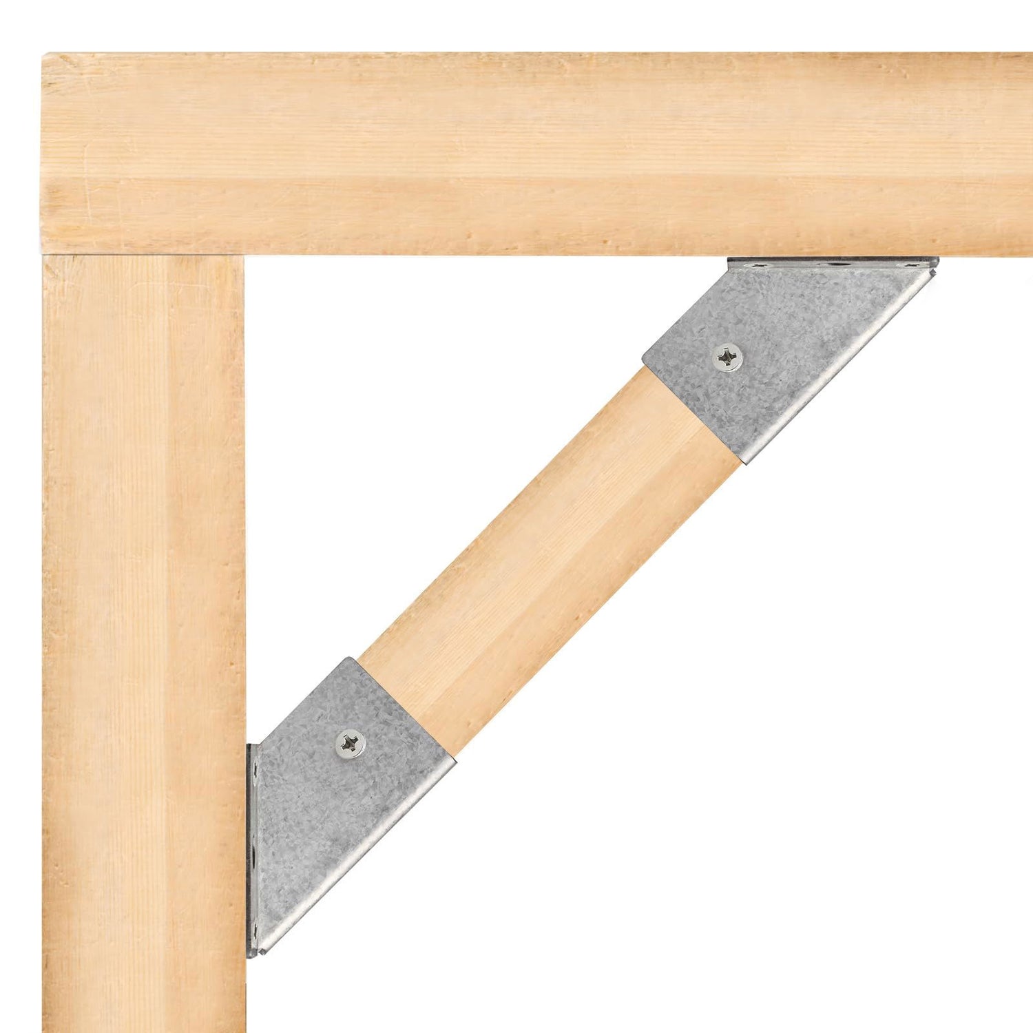 10 Pack 45-Degree Post and Beam Knee Bracket for Actual 2"x 4",2"x 6" Roughsawn Lumber,Inner Width:50mm,Thickness 2mm(14 Gauge) 45°Angle Post Support Bracket for Pergola GBGS