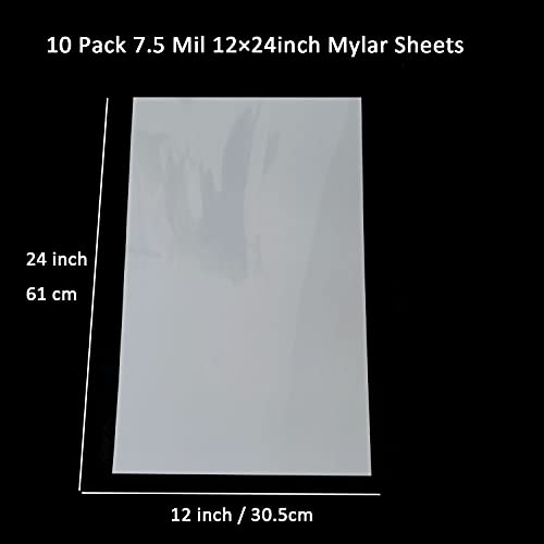 10 Pack 7.5 Mil Blank Stencil Sheets 12 x 24 inch Mylar Sheet Milky Translucent PET Blank Stencil Making Sheet Blank Mylar Templates for DIY Qulinshine