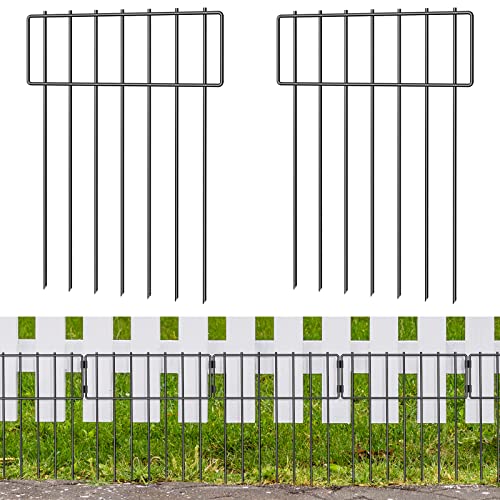 10 Pack Animal Barrier Fence, Total 17 Inch(H) X 10Ft(L) No Dig Dog Barrier Fence, Rustproof Metal Wire Panels Garden Bottom Fence, Dog Rabbits Ground Stakes Border Fence for Garden. - WoodArtSupply