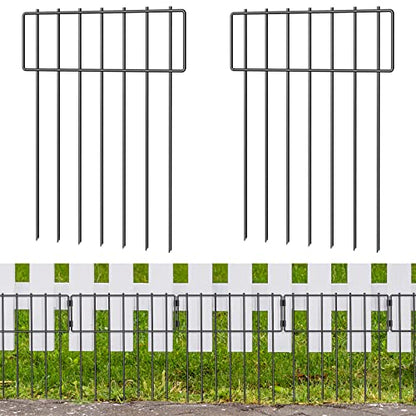 10 Pack Animal Barrier Fence, Total 17 Inch(H) X 10Ft(L) No Dig Dog Barrier Fence, Rustproof Metal Wire Panels Garden Bottom Fence, Dog Rabbits Ground Stakes Border Fence for Garden. - WoodArtSupply