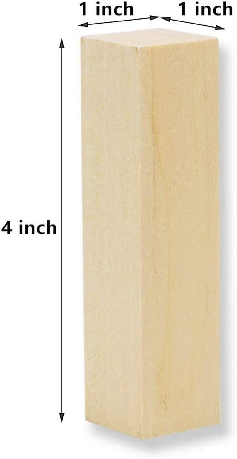 10 Pack Basswood Carving Blocks, 4 X 1 X 1" Soft Solid Wooden Unfinished Wood Whittling WoodArtSupply