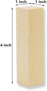 10 Pack Basswood Carving Blocks, 4 X 1 X 1" Soft Solid Wooden Unfinished Wood Whittling WoodArtSupply