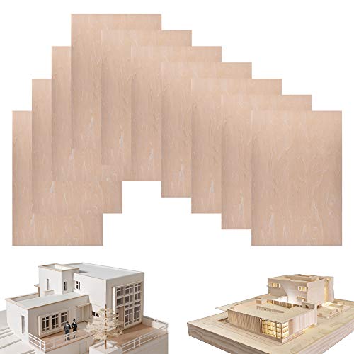 10 Pack Basswood Sheets 1/16 ×8×12 Inch, Thin Unfinished Plywood Wood Sheets for Craft DIY Project DOMG