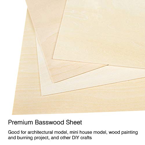10 Pack Basswood Sheets 1/16 ×8×12 Inch, Thin Unfinished Plywood Wood Sheets for Craft DIY Project DOMG