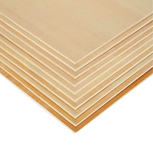 10 Pack Basswood Sheets 3mm 10 x 10 x 1/8 Inch Plywood Board, Thin Natural Unfinished Wood for DIY Crafts Painting, Hobby, Model Making, Wood Burning MIVIDE