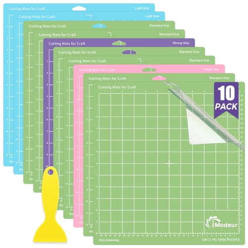 10 Pack Cutting Mats for Cricut - IModeur 12"x12" Cutting Mats for Cricut Accessories - Mats for Cricut Explore Air 2/ Maker 2/3 IModeur