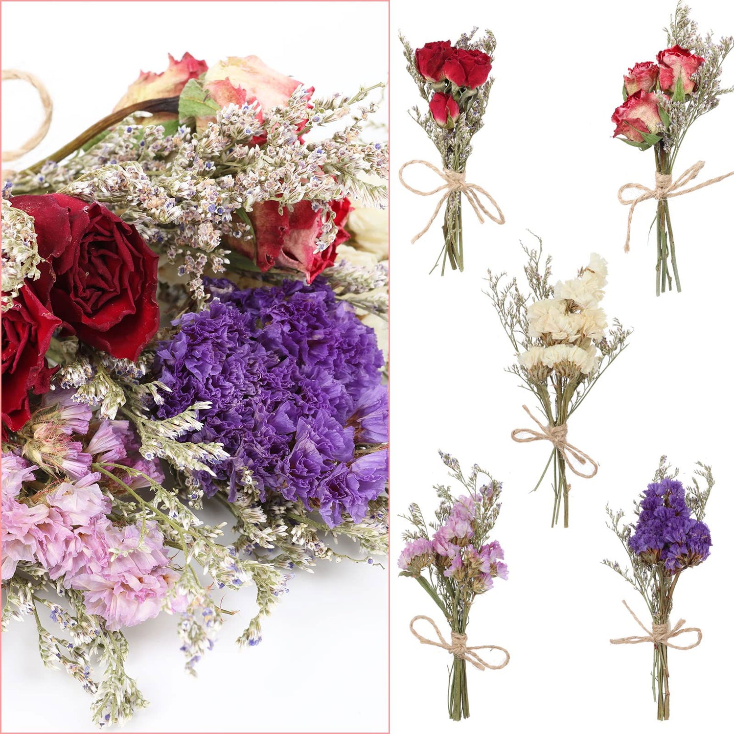 10 Pack Dried Flower Forget Me Not Bouquets Natural Dried Flower with Stem Dried Embossing Flower Bundles Artificial Flower Dried Floral Arrangement for Vase, DIY, Photo Prop, Wedding, Party Decor VAIPI