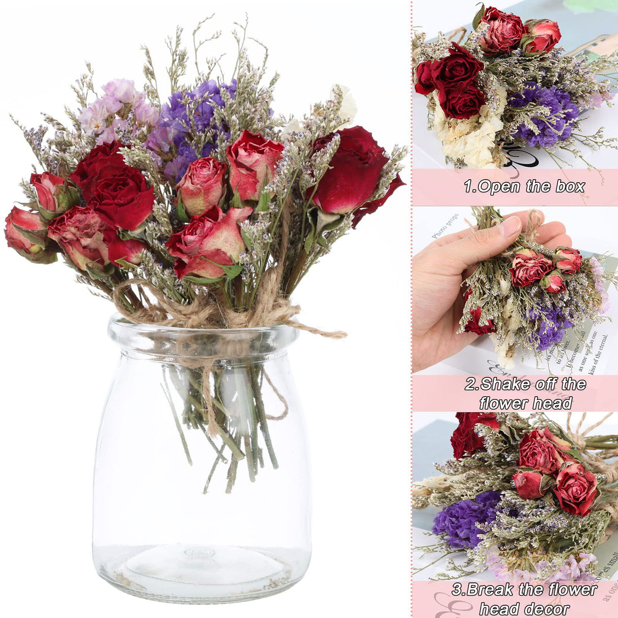 10 Pack Dried Flower Forget Me Not Bouquets Natural Dried Flower with Stem Dried Embossing Flower Bundles Artificial Flower Dried Floral Arrangement for Vase, DIY, Photo Prop, Wedding, Party Decor VAIPI