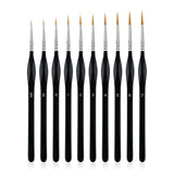 10 Pack Miniature Detail Paint Brushes Kit, Professional Tiny Paints Brushes Set for Watercolor, Oil, Face, Nail, Fine Detail Paint Brushes for Line LNAUJS