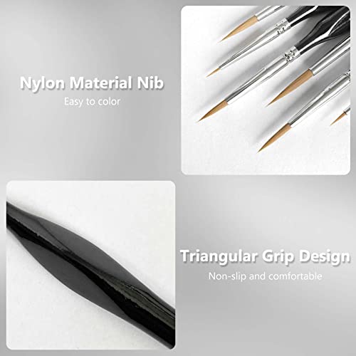 10 Pack Miniature Detail Paint Brushes Kit, Professional Tiny Paints Brushes Set for Watercolor, Oil, Face, Nail, Fine Detail Paint Brushes for Line LNAUJS