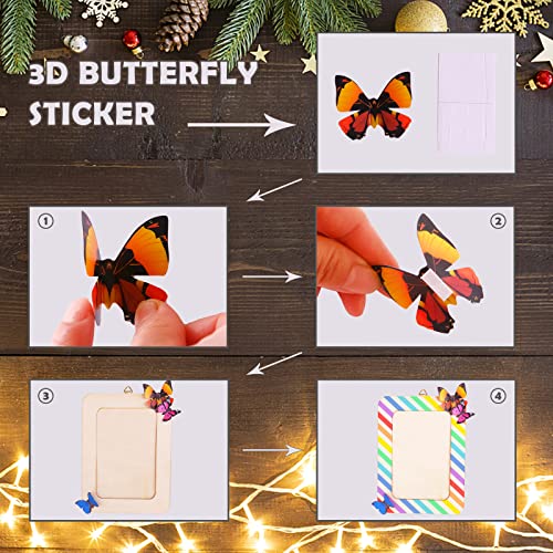 10 Pack Picture Frame Painting Craft Kit, 6'' x 8'' DIY Blank Wooden Photo Frames with Stand, Painting Set, 3D Butterfly and Glitter Eva Stickers for Aweyka
