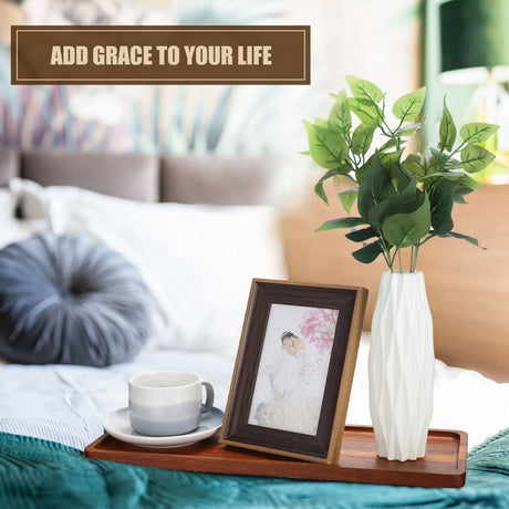 10 Pack Solid Wood Serving Trays Acacia Wooden Server Platter Rectangular Charcuterie Boards with Grooved Handle for Home Room Coffee Cheese Appetizer Table Farmhouse Serving Decor (16.7 x 6.4 Inch) Marsui