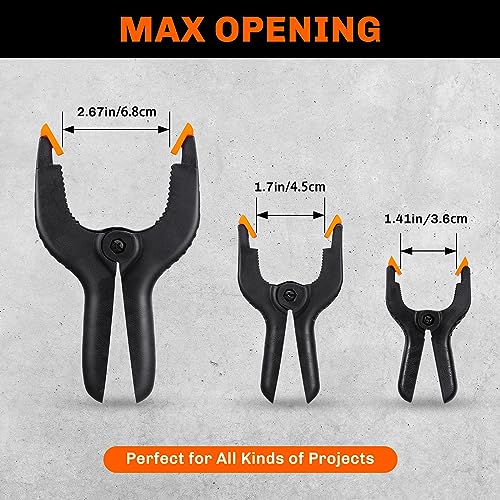 10 Pack Spring Clamps Heavy Duty - Assorted Sizes Spring Clips Plastic 6.5 Inches, 4.5 Inches, 3.5 Inches Set - Backdrop Clips Small Clamps For Peoin