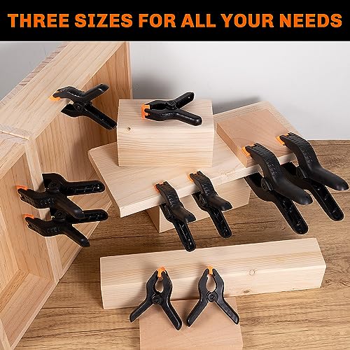 10 Pack Spring Clamps Heavy Duty - Assorted Sizes Spring Clips Plastic 6.5 Inches, 4.5 Inches, 3.5 Inches Set - Backdrop Clips Small Clamps For Peoin