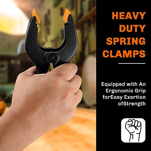 10 Pack Spring Clamps Heavy Duty - Assorted Sizes Spring Clips Plastic 6.5 Inches, 4.5 Inches, 3.5 Inches Set - Backdrop Clips Small Clamps For Peoin