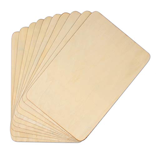 10 Pack Wood Sheets, Premium Natural Unfinished Wood Board, Thin Wooden Pieces for Painting, Carving, Craft Project or School Project (300x200x1.5mm) Rainmae