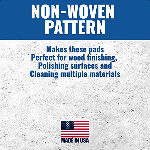 10 Pack of White Non Scratch Non-Woven Pads for Cleaning/Polishing and Multi Purpose Use in Your Home • Workshop or DIY Garage Shop Made in The USA Peachtree Woodworking Supply