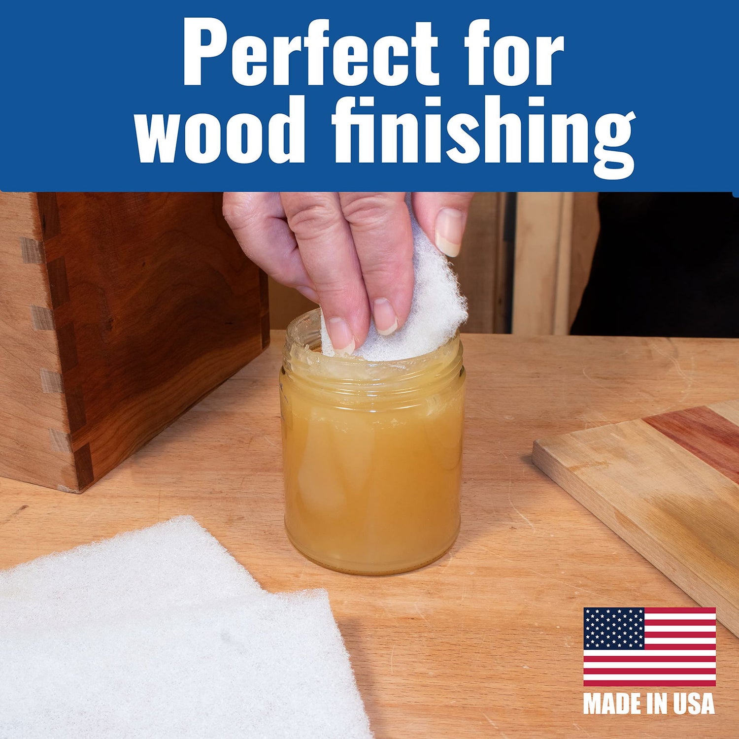 10 Pack of White Non Scratch Non-Woven Pads for Cleaning/Polishing and Multi Purpose Use in Your Home • Workshop or DIY Garage Shop Made in The USA Peachtree Woodworking