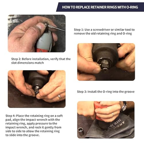10 Packs 1/2" Impact Wrench Socket Retainer Rings with O-ring, Replacement Parts Compatible with IR, Snap-On, Chicago Pneumatic, Florida Pneumatics, A.I.FORCE
