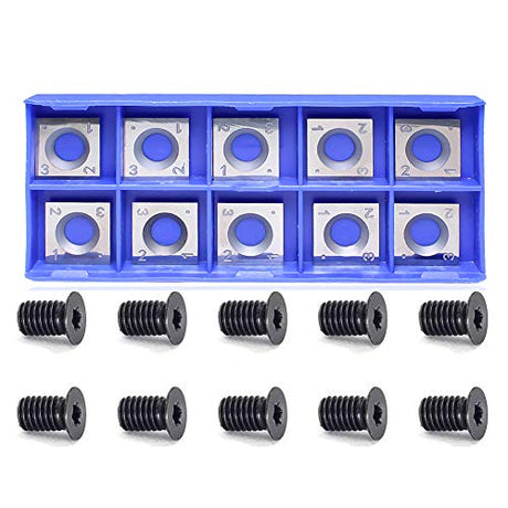10 Packs 14mm Indexable Carbide Inserts for Spiral/Helical Planer and Jointer Replacement Carbide Cutter Blades with Screws, Fit for Most Grizzly TJATSE