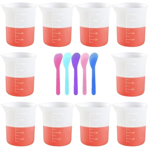 10 Pcs 100ml Silicone Measuring Cups, Epoxy Resin Cups, Nonstick Silicone Mixing Cups for Resin Molds Resin Casting Molds for Handmade Candle, Resin Phinicco