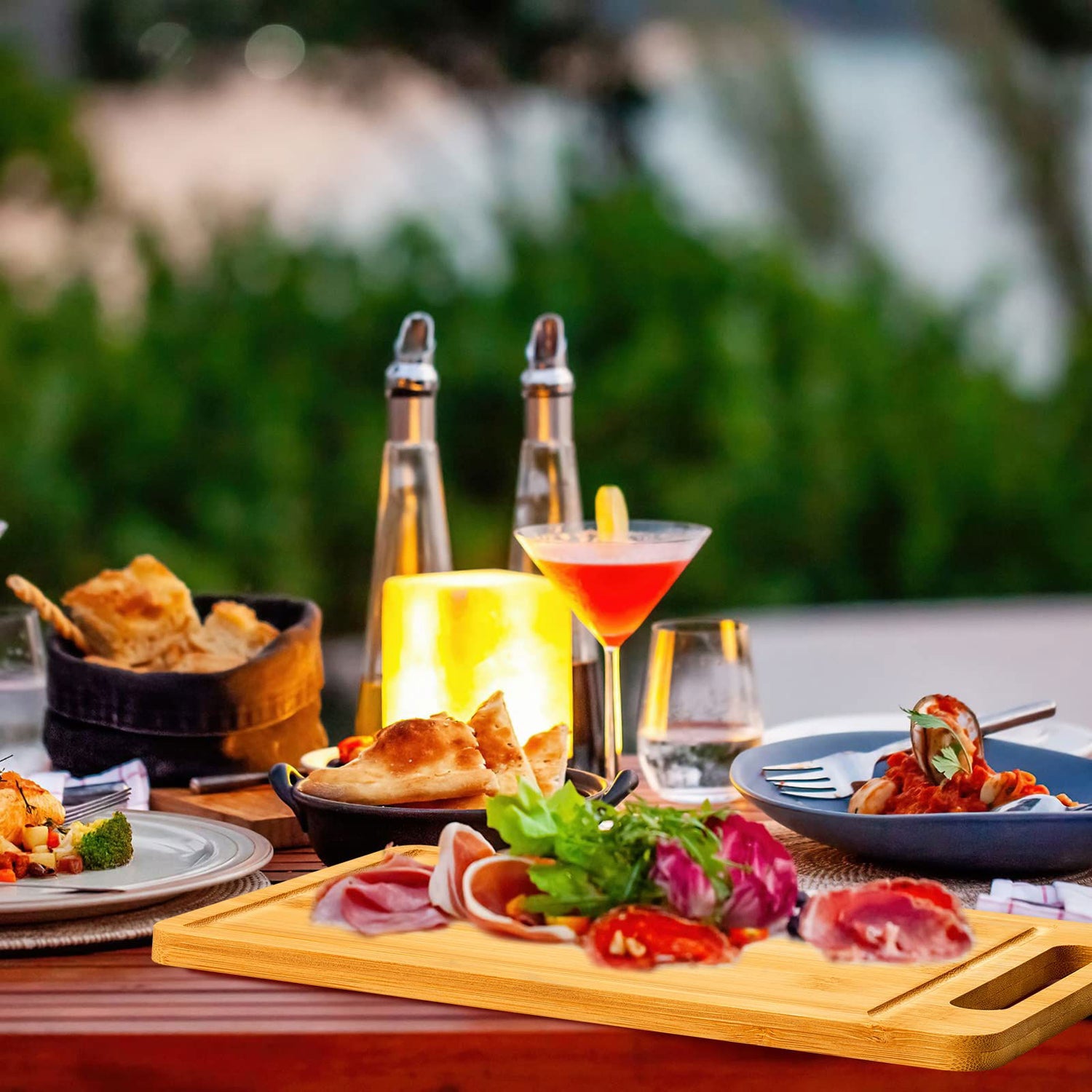 10 Pcs Bamboo Wood Cutting Board with Handle 12 x 7.8 Inch Bamboo Wooden Serving Board Kitchen Chopping Boards for Pizza, Bread, Cheese, Charcuterie, Nuenen