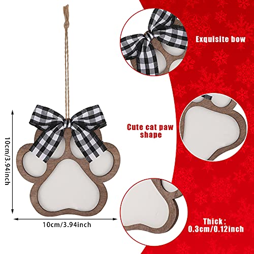 10 Pcs Dog Paw Christmas Ornament Pet Paw Wooden Dog Paw Print Cutout Unfinished Paw Cutouts for DIY Craft Christmas Embellishments Decor, 4 x 4 Yookeer