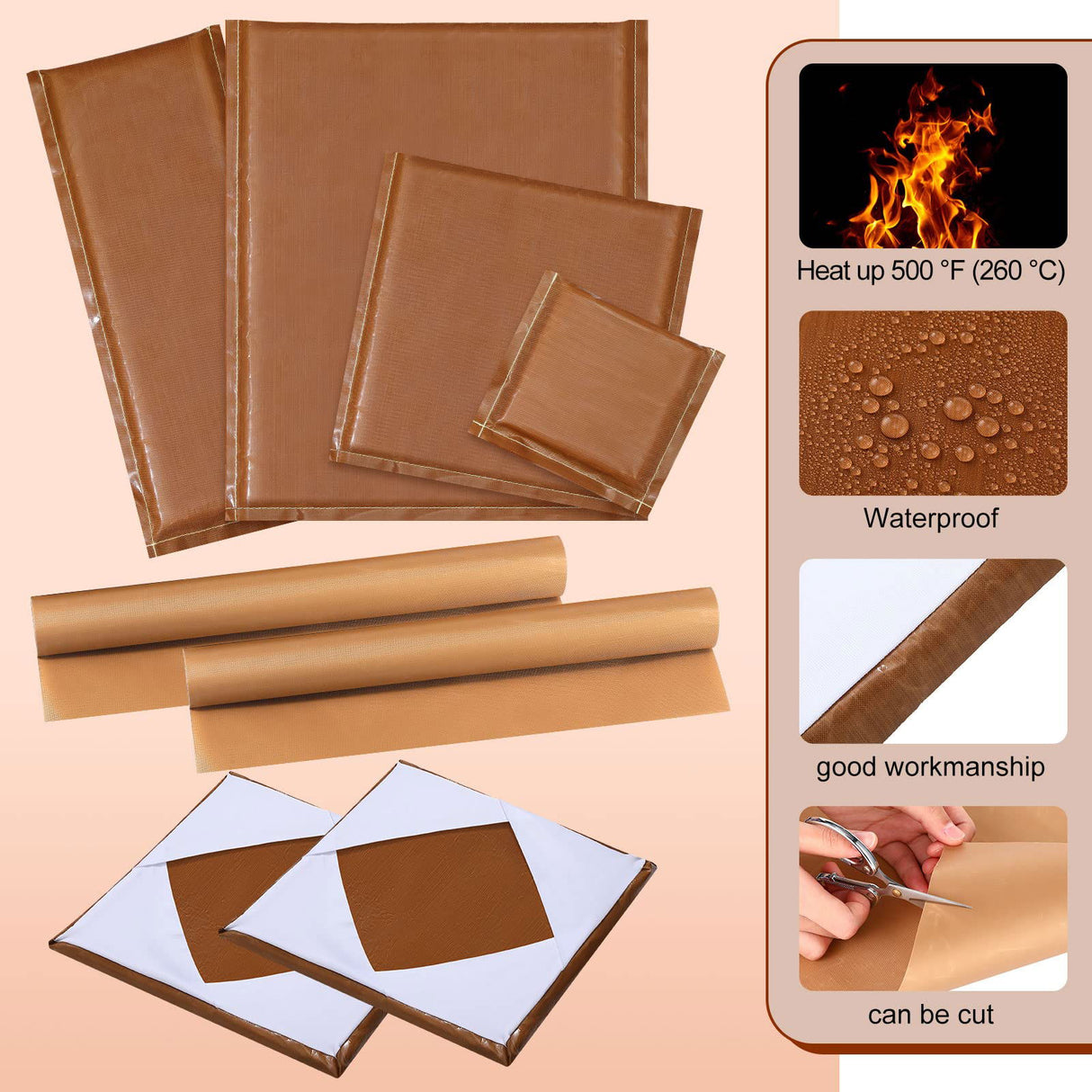 10 Pcs Heat Press Pillow Bundle Tools Kit, Include 4 Sizes Heat Pressing Transfer Pillow Mat, 2 Heat Press Platen Wrap Cover, 2 Heat Transfer Sheet, Crtiin