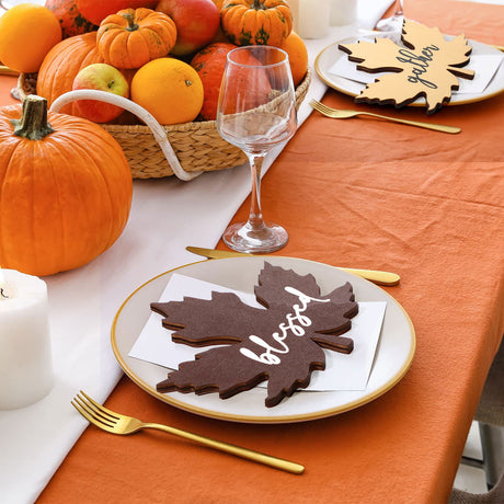 10 Pcs Thanksgiving Place Cards Maple Leaves Grateful Wood Signs Table Settings for Dining Table Decor Fall Plate Ornament Blessed Word Sign Rustic Thankful Signs Farmhouse Thanksgiving Decorations Roowest