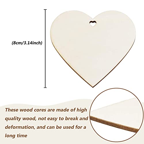 10 Pcs Unfinished Blank Wooden Hearts for Crafts,Heart-Shaped Wood Hanging Pieces DIY Heart Slices Blank Wood Heart Wood Slices Embellishments YYMSEN