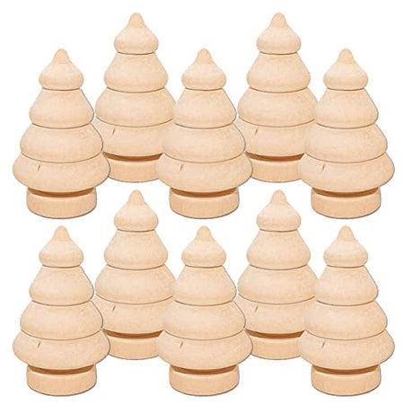 10 Pcs Unfinished Wood Peg Dolls Wooden Doll Bodies Blank Wooden Craft Figures Christmas Decorations for Painting Graffiti Drawing Christmas Tree GSHLLO
