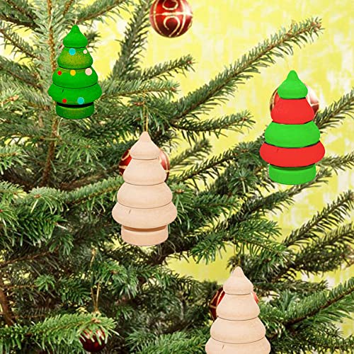 10 Pcs Unfinished Wood Peg Dolls Wooden Doll Bodies Blank Wooden Craft Figures Christmas Decorations for Painting Graffiti Drawing Christmas Tree GSHLLO