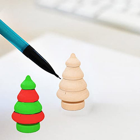 10 Pcs Unfinished Wood Peg Dolls Wooden Doll Bodies Blank Wooden Craft Figures Christmas Decorations for Painting Graffiti Drawing Christmas Tree GSHLLO