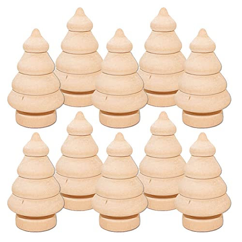 10 Pcs Unfinished Wood Peg Dolls Wooden Doll Bodies Blank Wooden Craft Figures Christmas Decorations for Painting Graffiti Drawing Christmas Tree GSHLLO