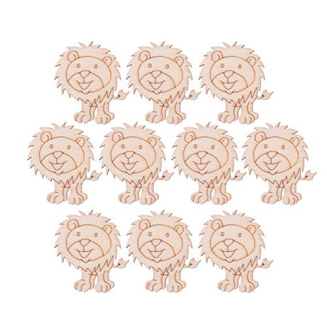 10 Pcs Wood Slices for Crafts, Christmas Decorations Lion Wooden Ornaments for Crafts Unfinished Predrilled Embellishments with Natural Twine for PartyKindom