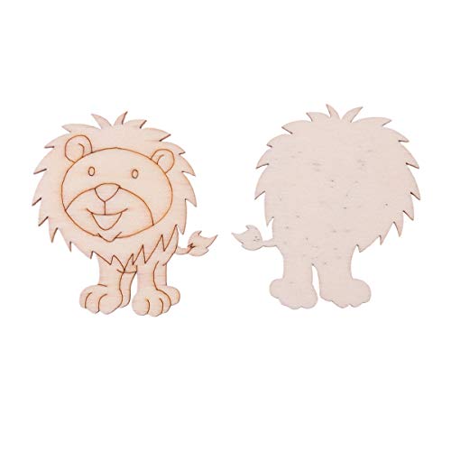 10 Pcs Wood Slices for Crafts, Christmas Decorations Lion Wooden Ornaments for Crafts Unfinished Predrilled Embellishments with Natural Twine for PartyKindom