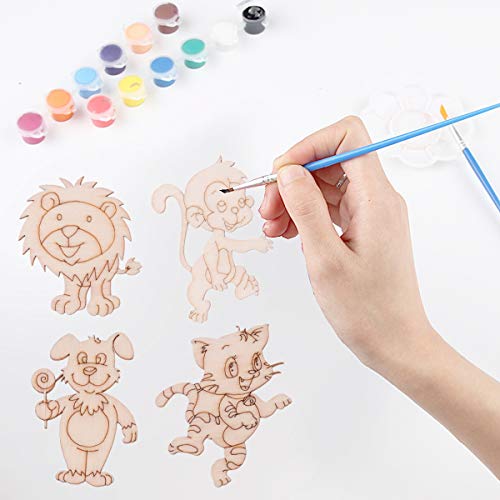 10 Pcs Wood Slices for Crafts, Christmas Decorations Lion Wooden Ornaments for Crafts Unfinished Predrilled Embellishments with Natural Twine for PartyKindom