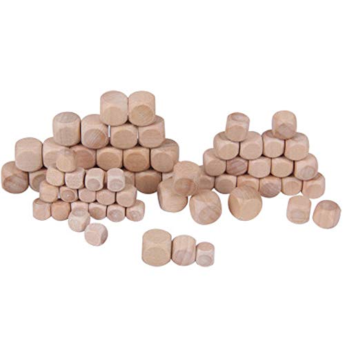 10 Pcs Wooden Dice, 6 Sided Blank Dice Round Corner Cube Dice DIY Graffiti Dice Crafts Toy Dice Board Game Party Supplies(1.8cm) Generic