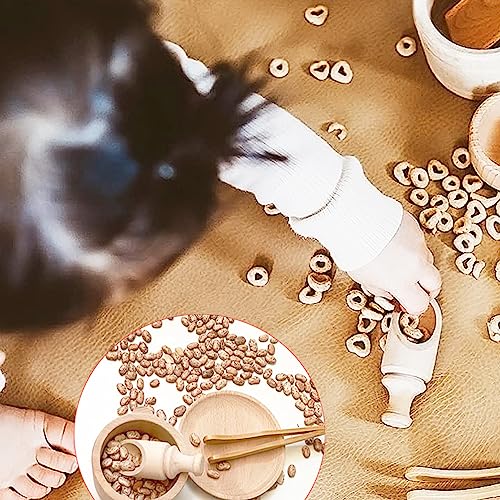 10 Pcs Wooden Sensory Bin Tools for Toddlers & Preschool Children, Montessori Sensory Wooden Toys Fine Motor Learning Pretend Play Sensory Tools for Yowlieu