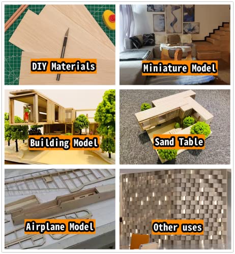 10 Pieces 1mm Balsa Wood Sheets 100mm X 300mm Natural Unfinished Wood for House Aircraft Ship Boat DIY Wooden Plate Model Craft Project US3001 通用