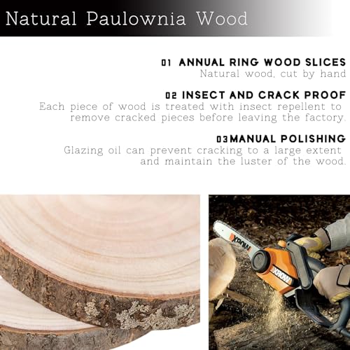 10 Pieces 8-9 Inch Wood Slices,Round Natural Wood Slices with Wood Table Number Holders and Cards,for Weddings,Table Centerpieces BBRGIRL