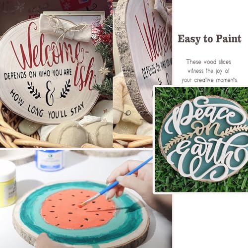 10 Pieces 8-9 Inch Wood Slices,Round Natural Wood Slices with Wood Table Number Holders and Cards,for Weddings,Table Centerpieces BBRGIRL