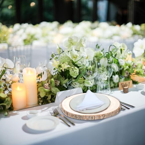 10 Pieces 8-9 Inch Wood Slices,Round Natural Wood Slices with Wood Table Number Holders and Cards,for Weddings,Table Centerpieces BBRGIRL