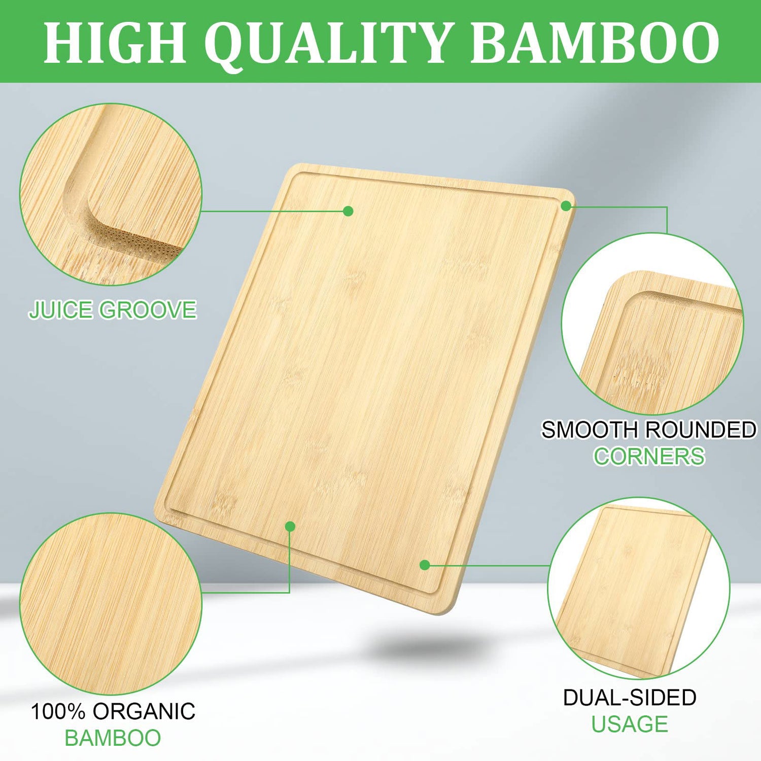 10 Pieces Bamboo Cutting Boards Set Bamboo Chopping Board Bulk Wooden Cutting Boards Thick Sturdy Chopping Board with Juice Groove for Kitchen Meat Cheese and Vegetables Heavy Duty Serving Tray Eaasty