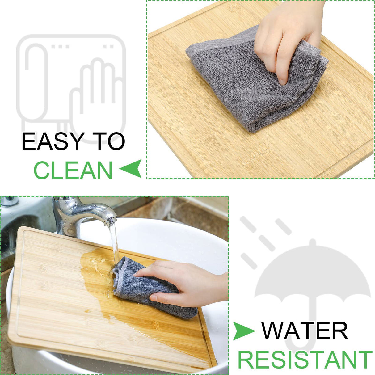 10 Pieces Bamboo Cutting Boards Set Bamboo Chopping Board Bulk Wooden Cutting Boards Thick Sturdy Chopping Board with Juice Groove for Kitchen Meat Cheese and Vegetables Heavy Duty Serving Tray Eaasty