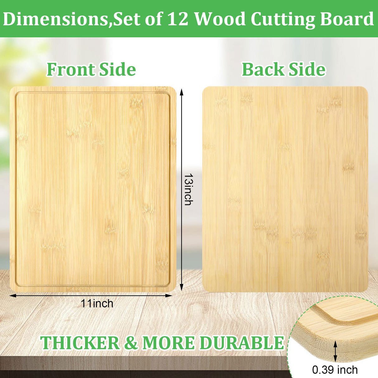 10 Pieces Bamboo Cutting Boards Set Bamboo Chopping Board Bulk Wooden Cutting Boards Thick Sturdy Chopping Board with Juice Groove for Kitchen Meat Cheese and Vegetables Heavy Duty Serving Tray Eaasty