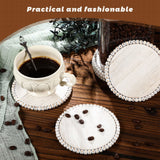 10 Pieces Beaded Wood Coasters Bulk Farmhouse Coasters for Drinks Coffee Table 4.7 Inch Round Farmhouse Beaded Rustic Coasters Decorative White Coasters Bar Coasters for Home Kitchen Decor Meanplan