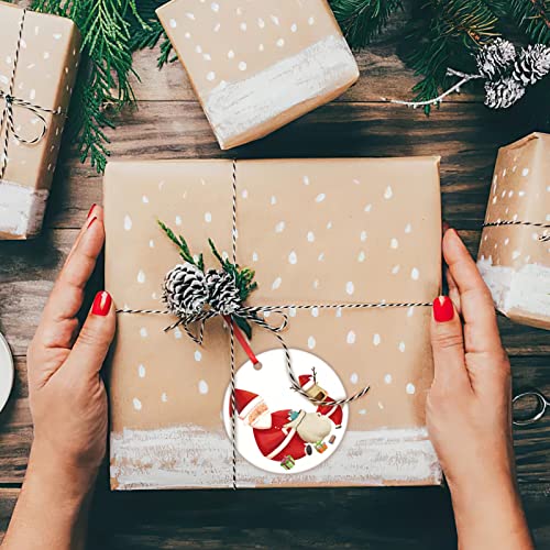 10 Pieces Christmas Sublimation Ornament Blanks - 3.15 Inch Sublimation Blank Pendants Ornaments Double Side with Red String - Personalized MDF HooAMI