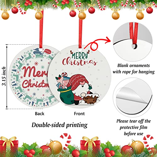 10 Pieces Christmas Sublimation Ornament Blanks - 3.15 Inch Sublimation Blank Pendants Ornaments Double Side with Red String - Personalized MDF HooAMI