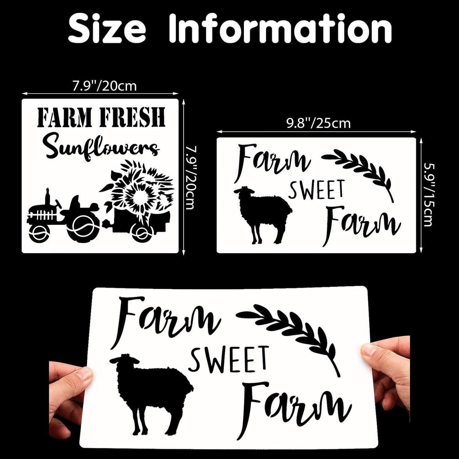 10 Pieces Reusable Farmhouse Stencils Farm Theme Painting Stencils for Scrapbooking Drawing Tracing DIY Furniture Wall Floor Fabric Decors, 2 Sizes Zonon